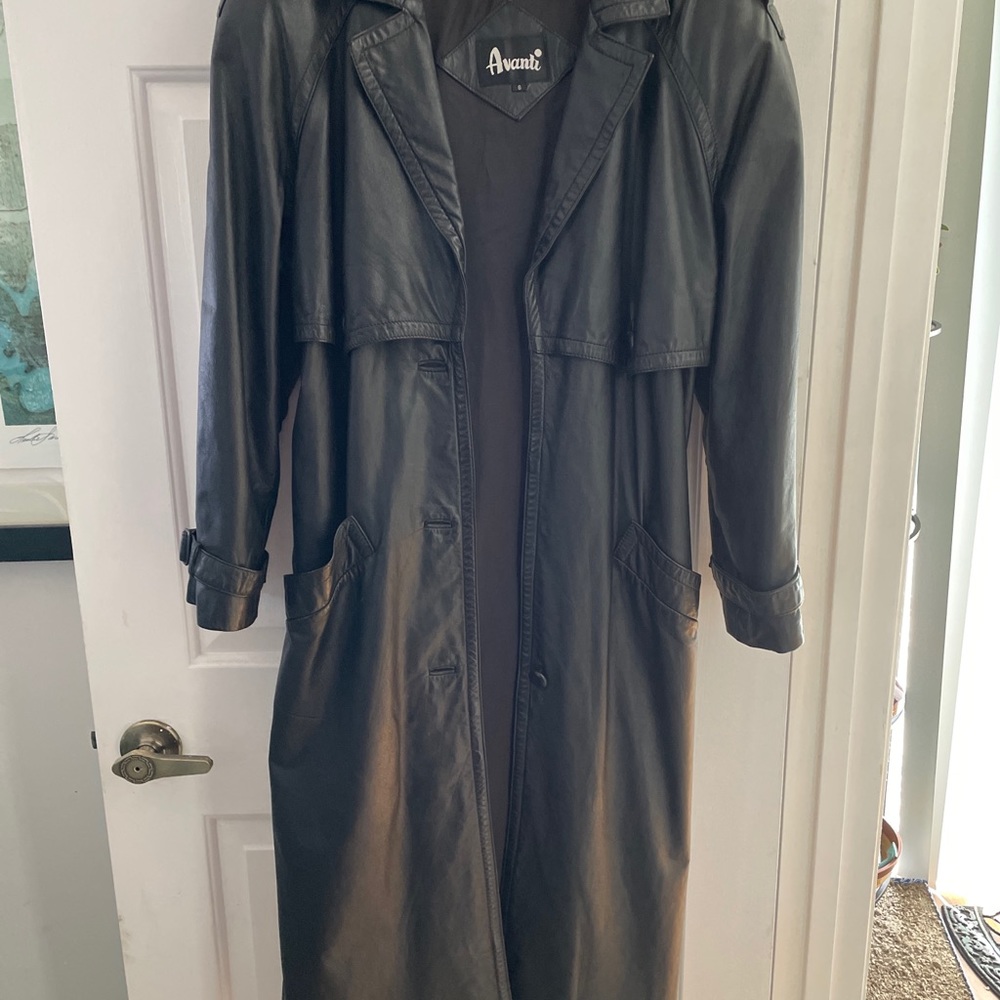 Avanti Leather Trench Coat Size 6